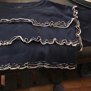 Shirt sleeve ruffles sweater